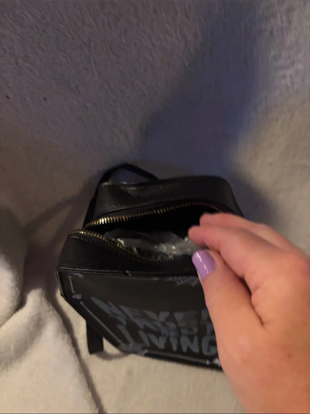 Never Trust The Living Coffin Wristlet Bag - Black